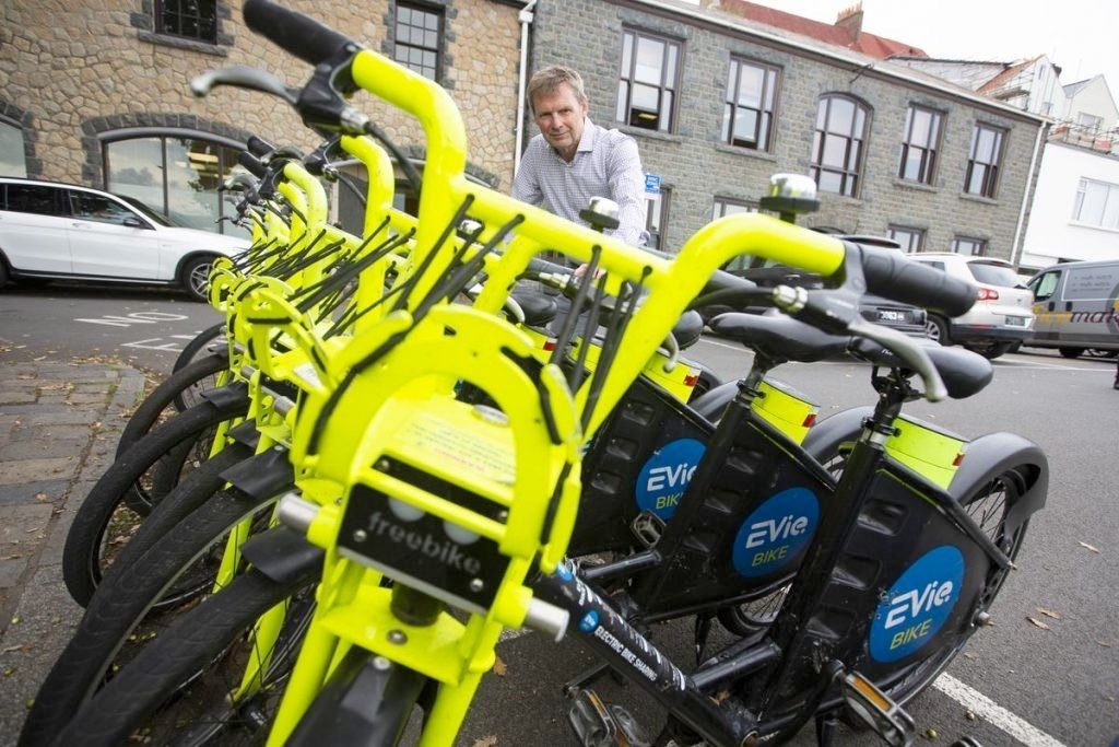 EVieBikes parked on the street